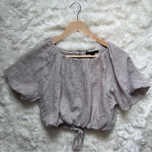 Forever 21 Open Back Tie Crop Top in Beige/Grey